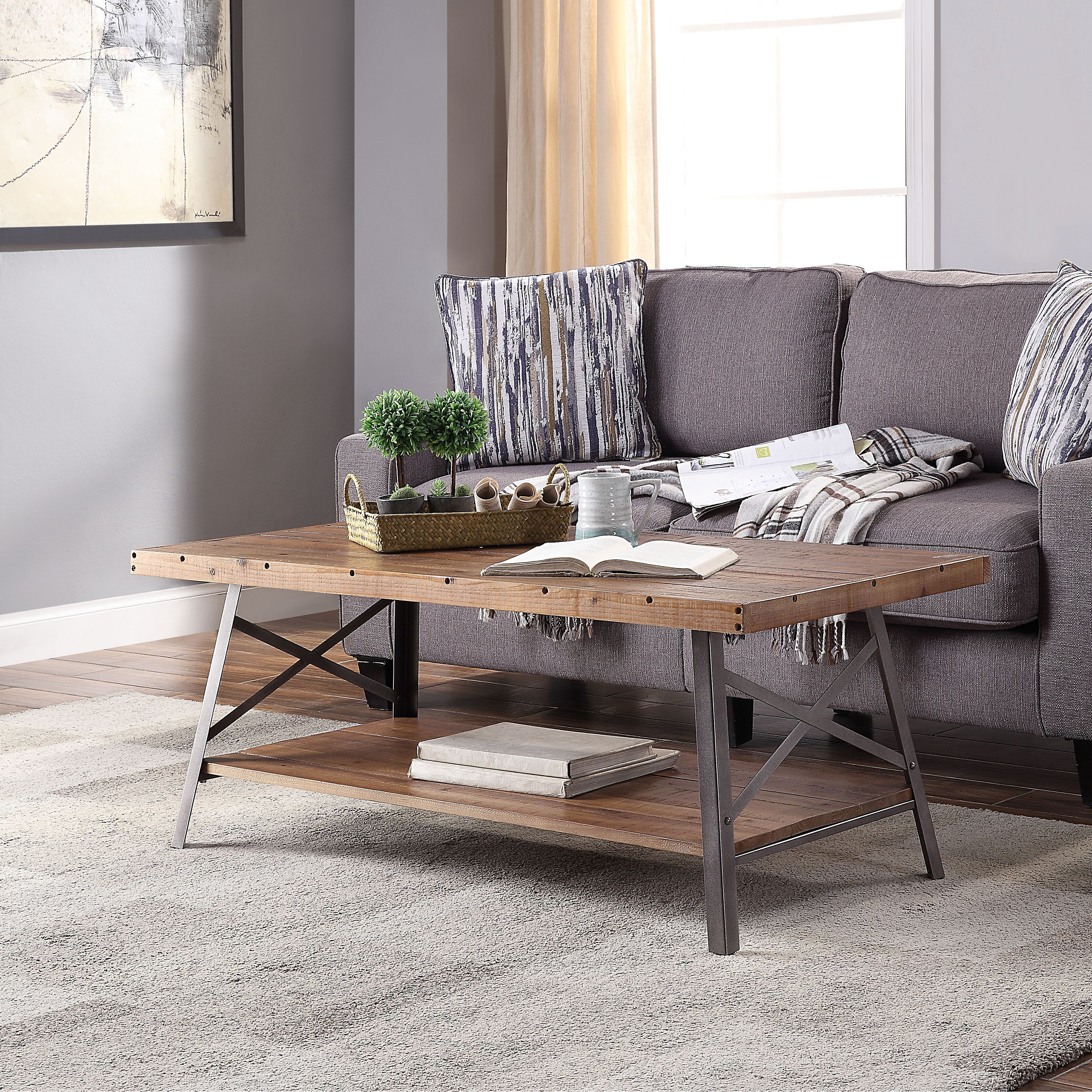 Venetian Worldwide Ikram Coffee Table, Weathered Oak & Sandy Black Venetian Worldwide Ikram Coffee Table, Weathered Oak & Sandy Black