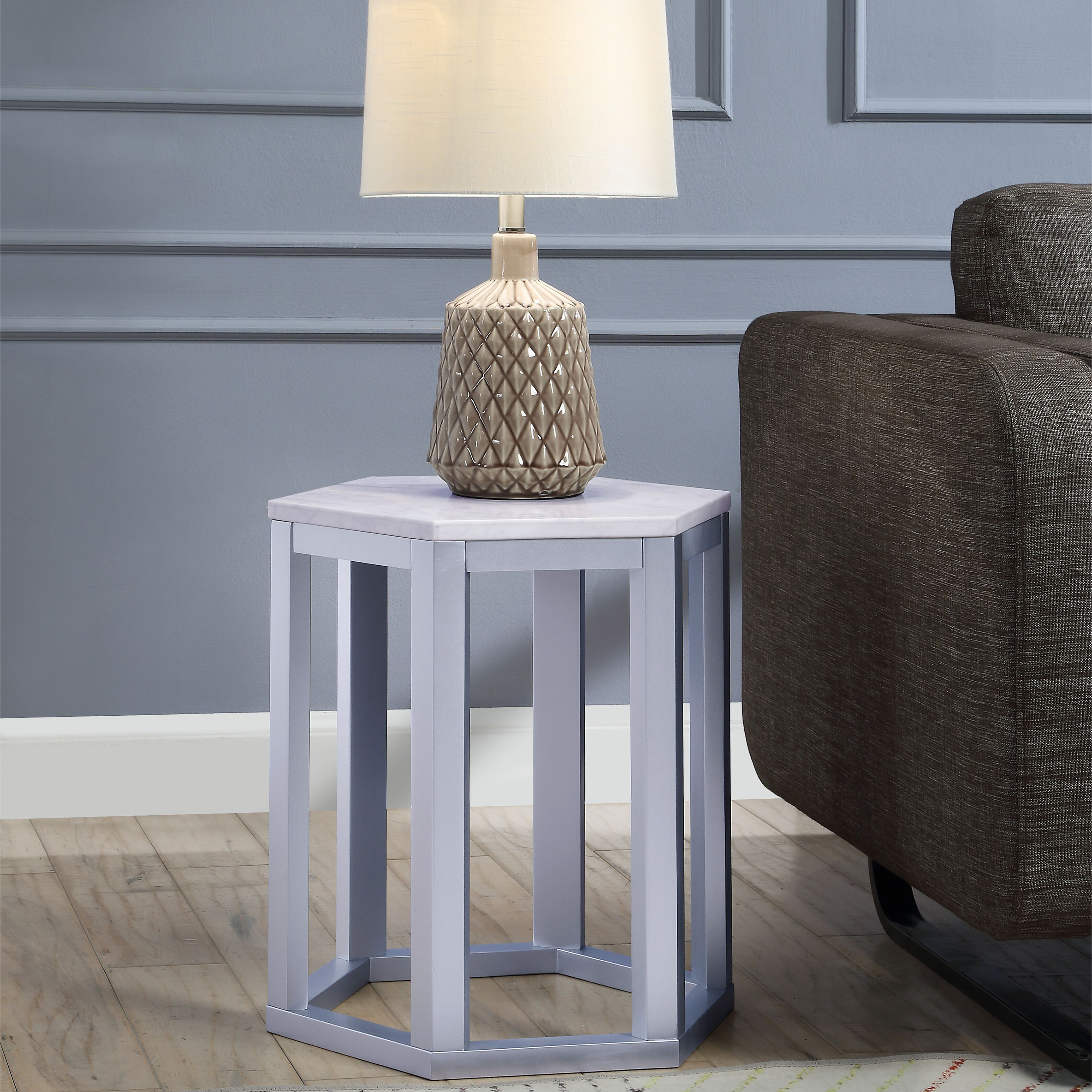 Venetian Worldwide Reon 2Pc Pk End Table, White Venetian Worldwide Reon 2Pc Pk End Table, White