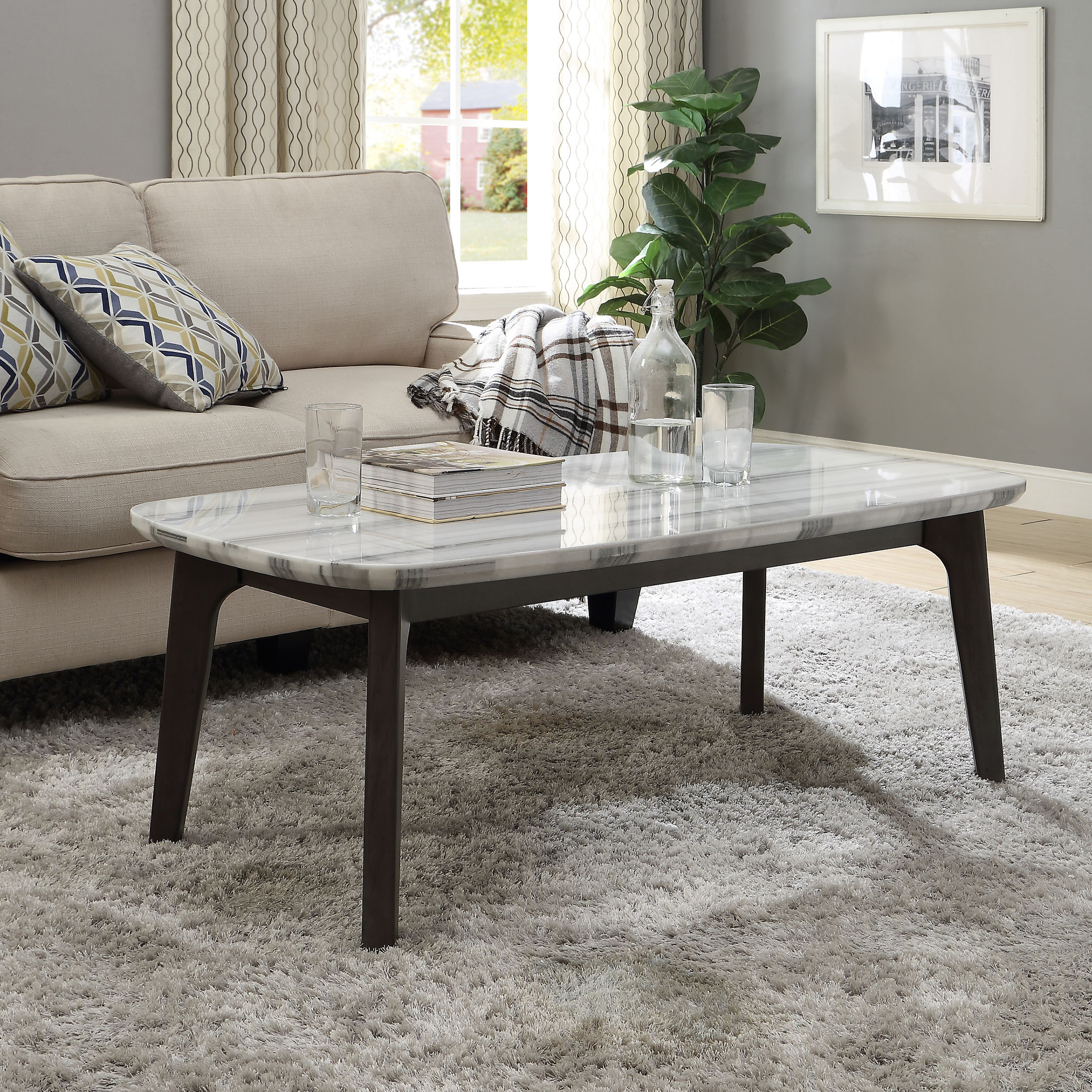 Venetian Worldwide Calvisia Coffee Table, Marble & Gray Oak Venetian Worldwide Calvisia Coffee Table, Marble & Gray Oak