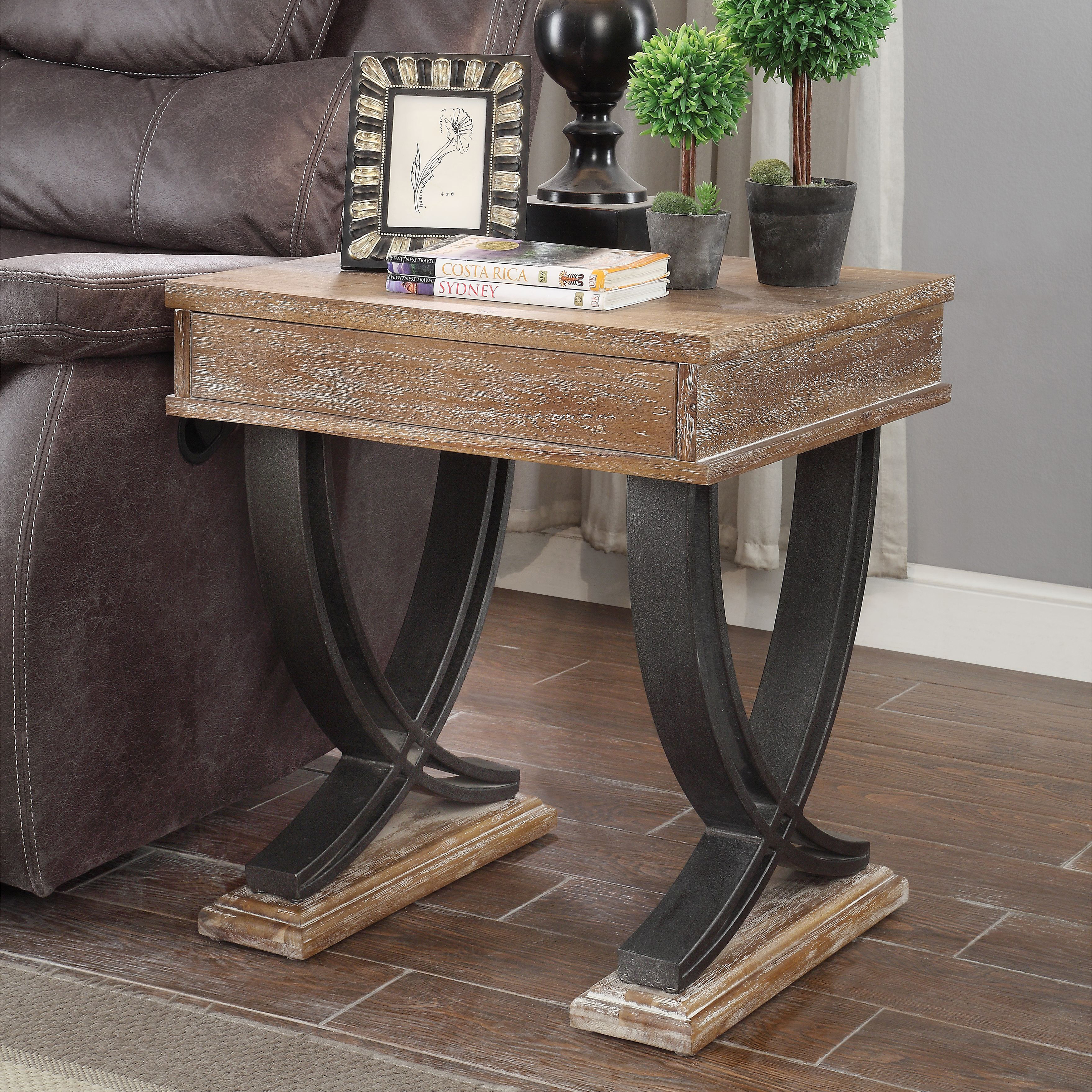 Venetian Worldwide Pellio End Table, Antique Oak & Black Venetian Worldwide Pellio End Table, Antique Oak & Black