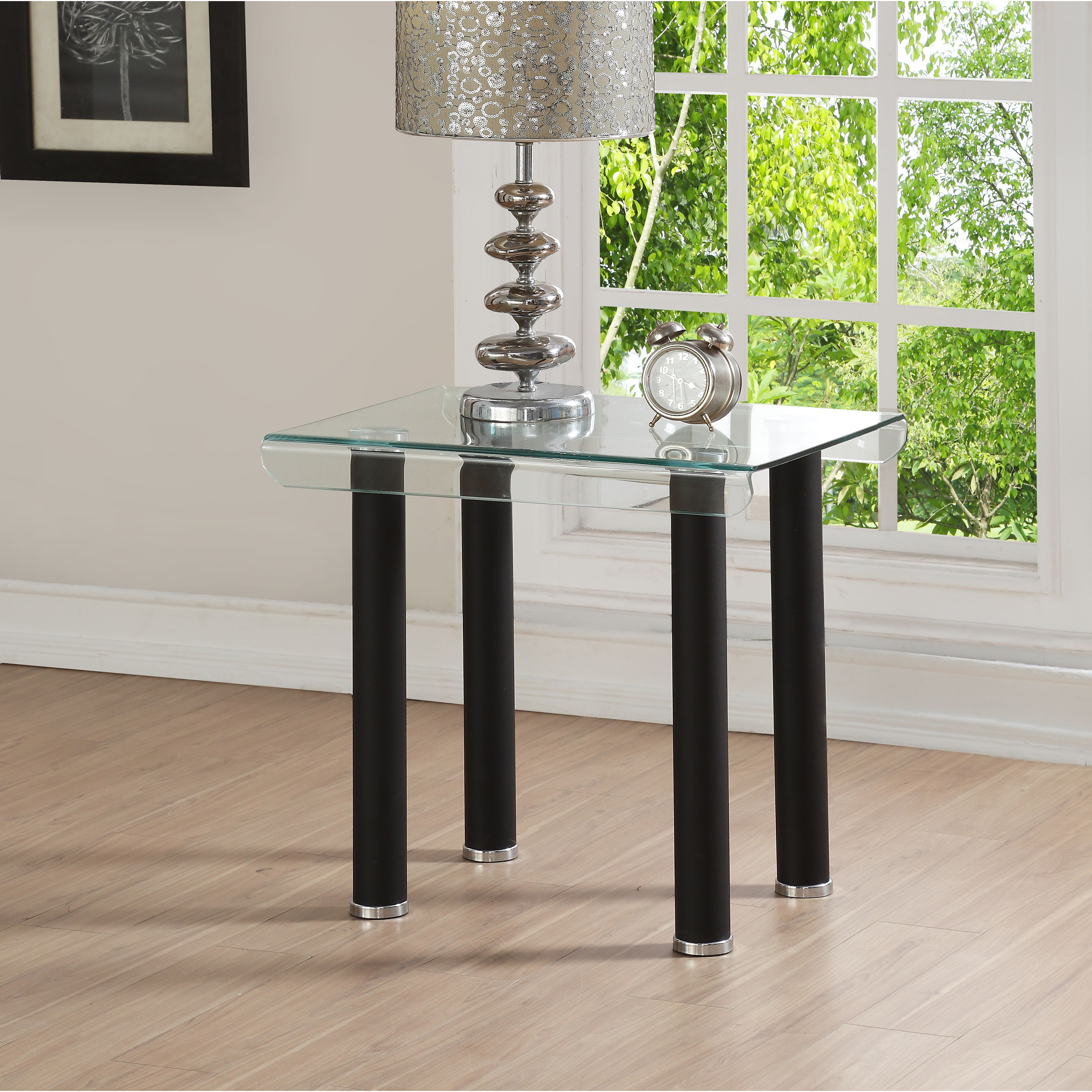 Venetian Worldwide Gordie End Table, Black and Clear Glass Venetian Worldwide Gordie End Table, Black and Clear Glass