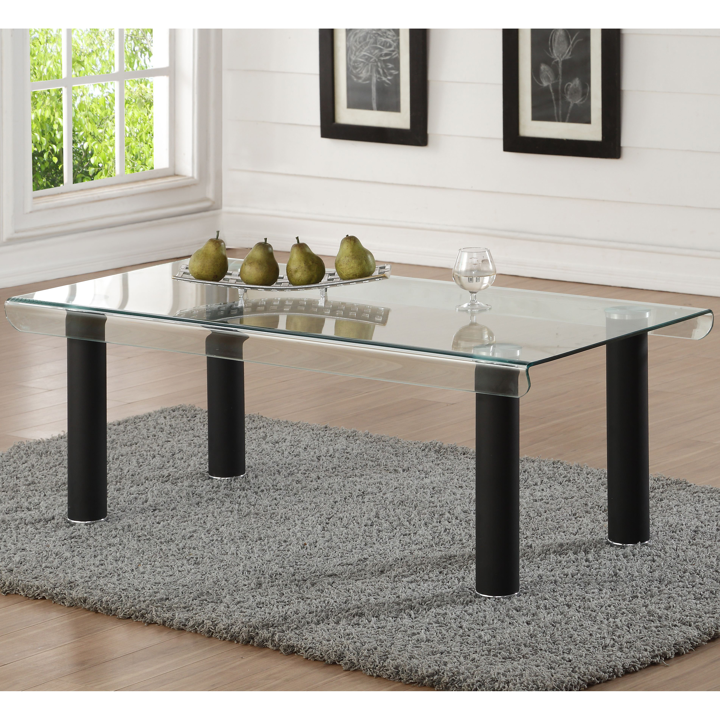 Venetian Worldwide Gordie Coffee Table, White and Clear Glass Venetian Worldwide Gordie Coffee Table, White and Clear Glass