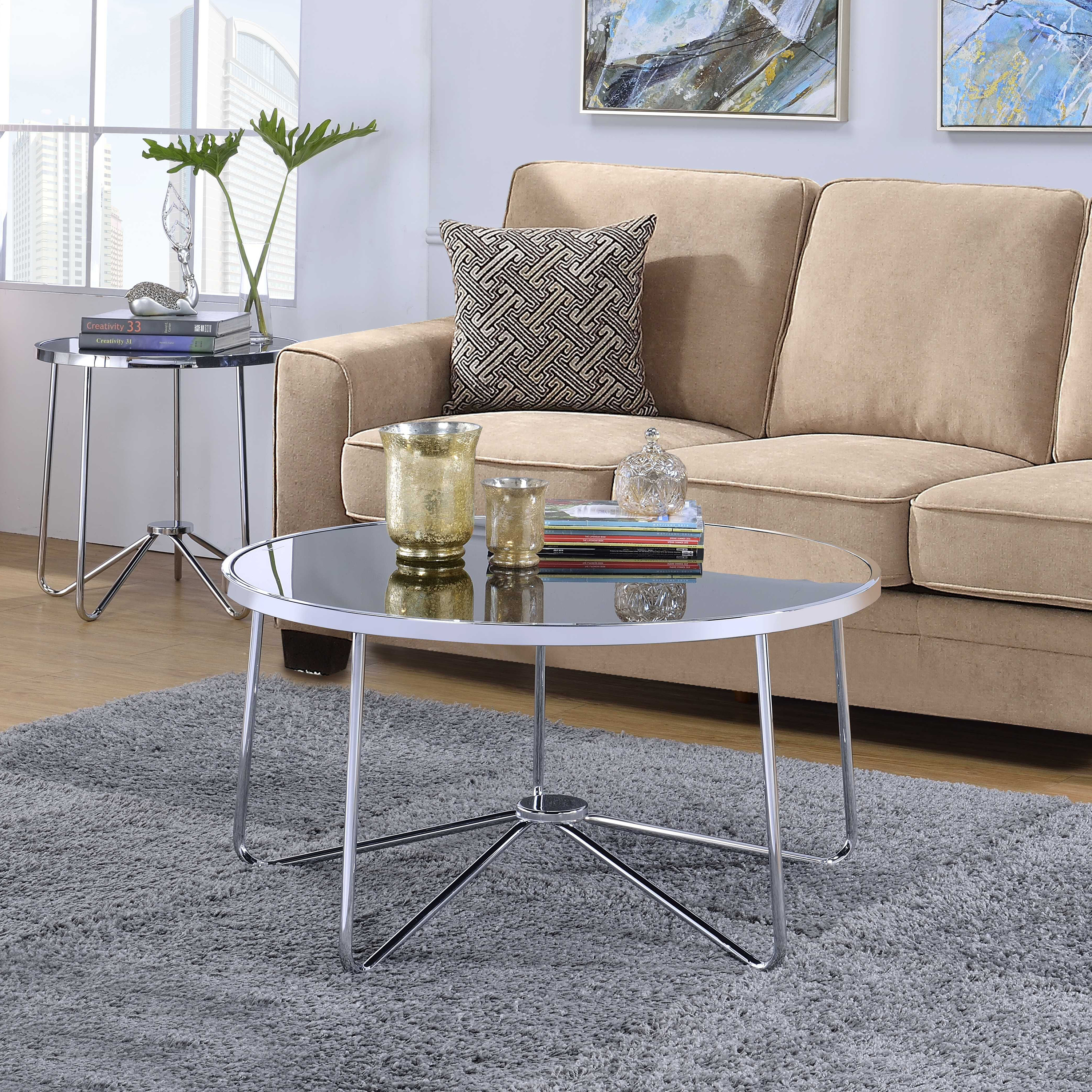 Venetian Worldwide Alivia Coffee Table, Chrome & Black Glass Venetian Worldwide Alivia Coffee Table, Chrome & Black Glass
