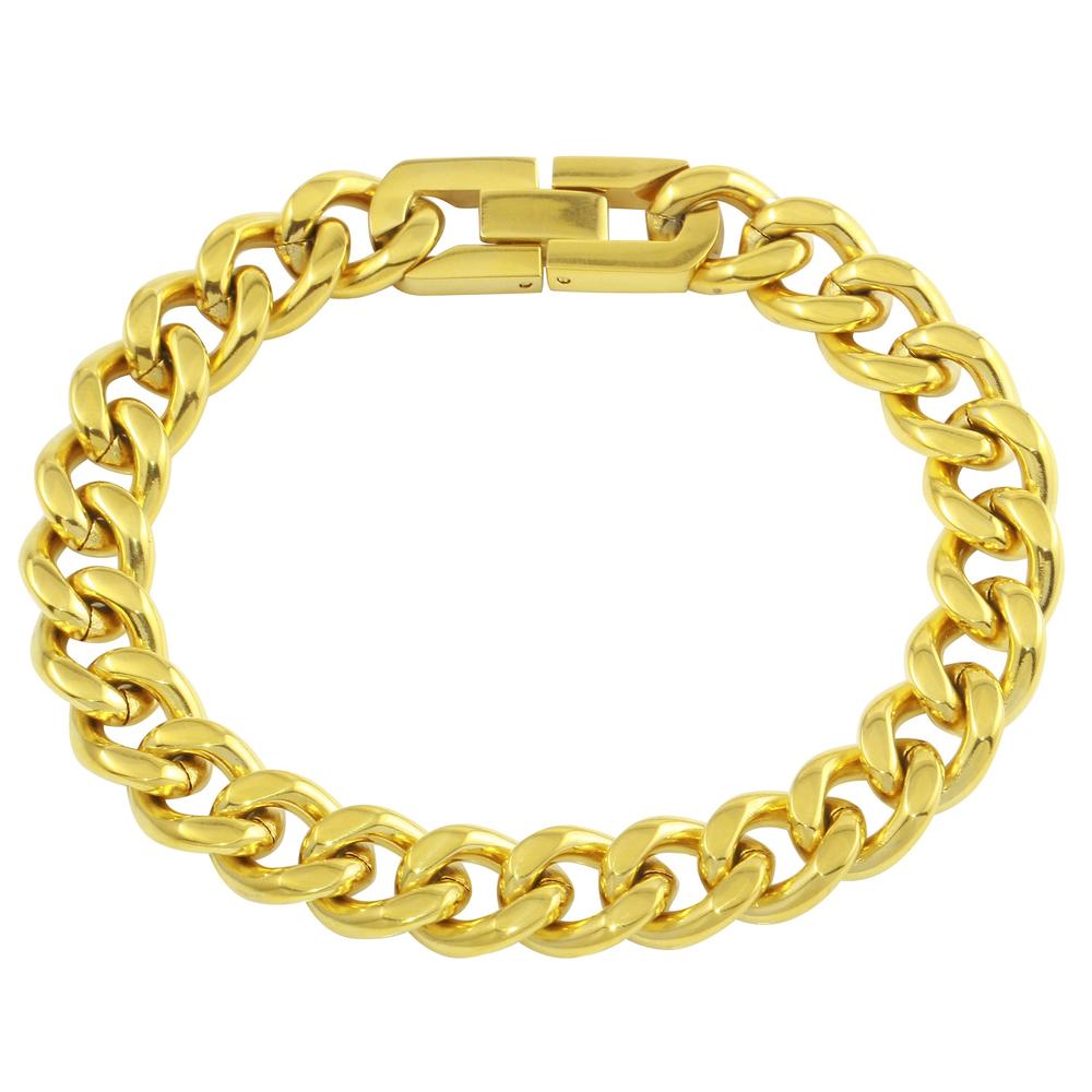 Stainless Steel Gold IP Curb Link Bracelet