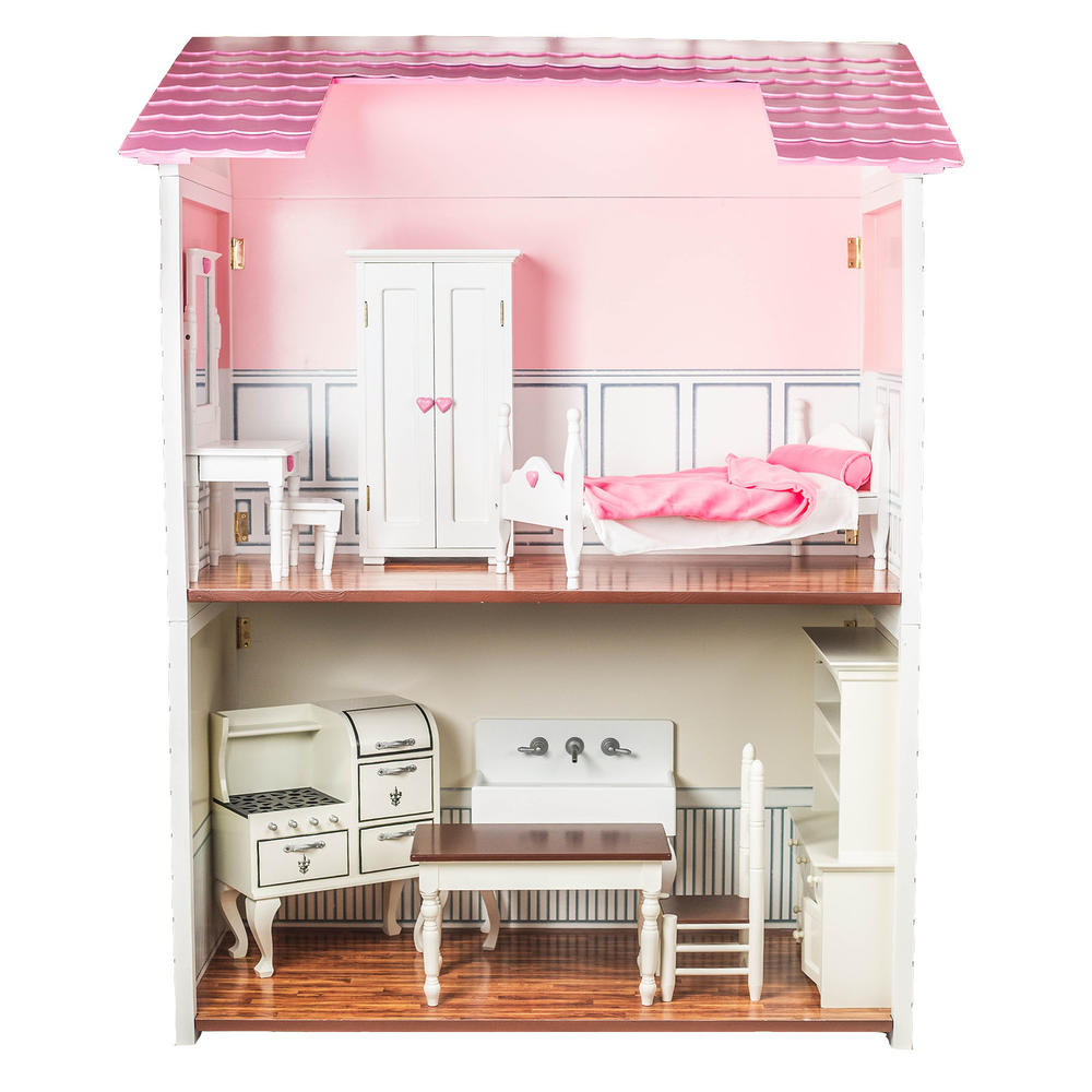The Queen's Treasures Two Story Wooden Fold & Store Doll Town House For 18 Inch Dolls, Furniture & Accessories