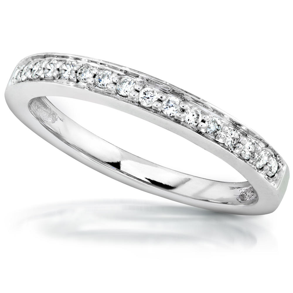 Kobelli 1/6 Carat (ct.tw) Round Diamond Pave-set Diamond Wedding Ring in 14k White Gold