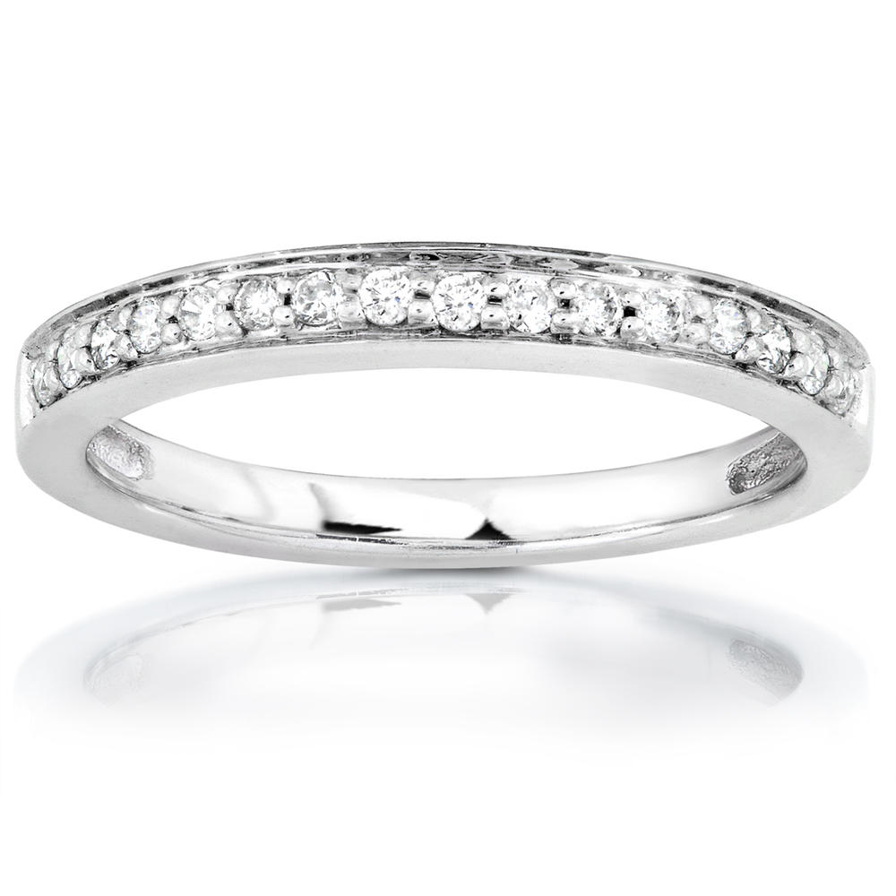 Kobelli 1/6 Carat (ct.tw) Round Diamond Pave-set Diamond Wedding Ring in 14k White Gold