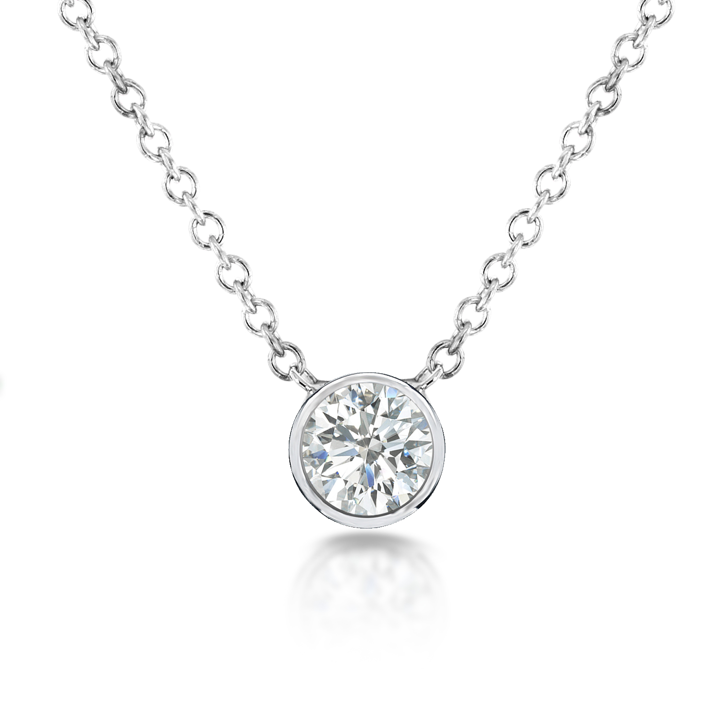 Kobelli 1/3 Carat Diamond Solitaire Bezel Necklace in 14K White Gold Shop Your Way Online