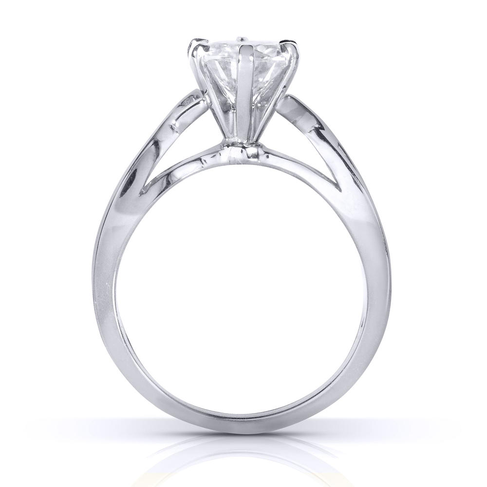 Kobelli 1 Carat Round-cut Moissanite (6.5mm) Solitaire Open Shank Crossover Engagement Ring in 14k White Gold
