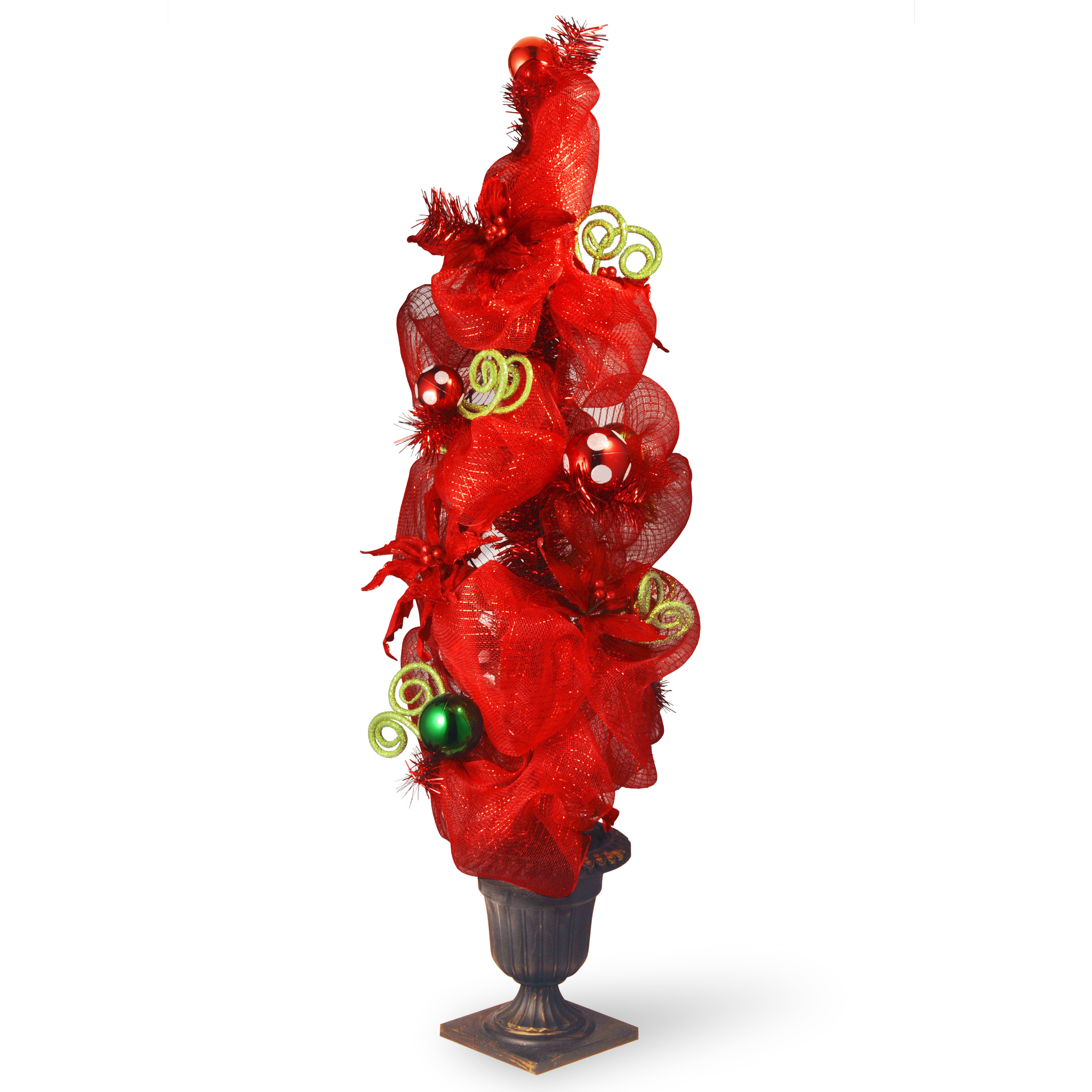 National Tree Company 4Ft Decorative Collection Red Ribbon Unlit