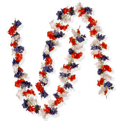 White and Blue Roses RAP-5285145W-1 National Tree 14 Inch Patriotic Wreath with Red