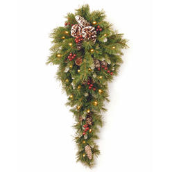 National Tree Company National Tree 3 Foot Frosted Berry Teardrop with 50 Warm White Battery Operated LED Lights (FRB-3TDL-B1)
