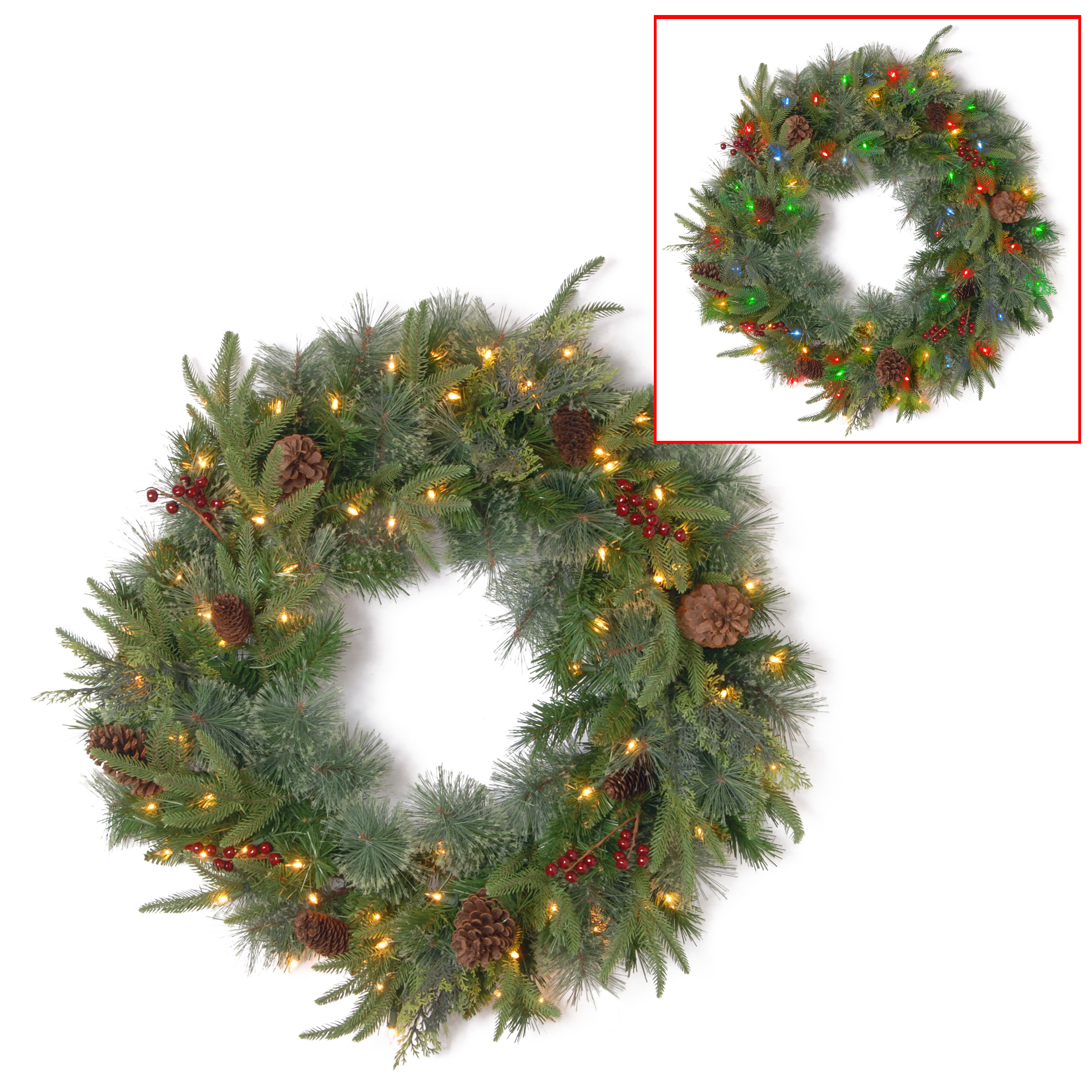 National Tree Company 24" Colonial Wreath with Battery Operated Dual Color&#174; LED Lights