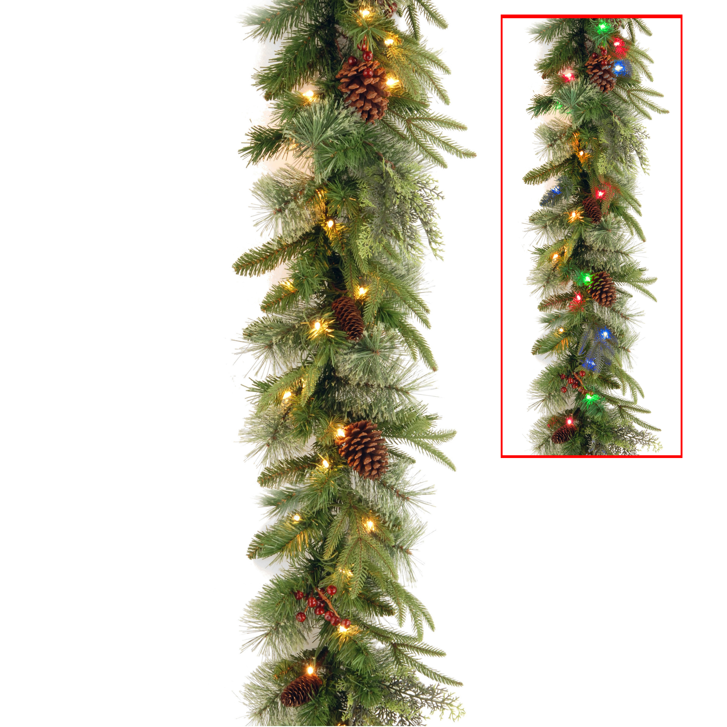 National Tree Company 9 ft. Colonial Garland with Battery Operated Dual Color&#174; LED Lights