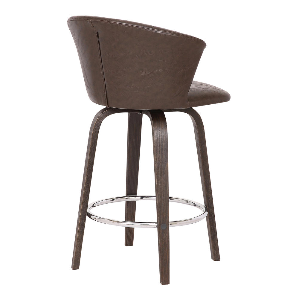 Armen Living Connie 30" Modern Brown Faux Leather Bar Stool