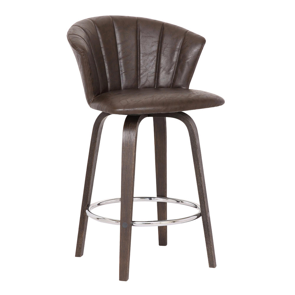 Armen Living Connie 30" Modern Brown Faux Leather Bar Stool