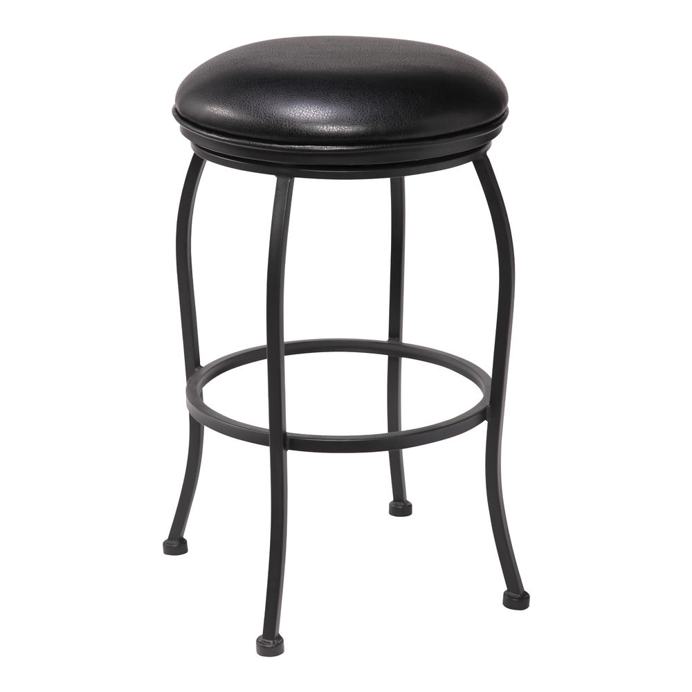 Armen Living Amy Contemporary 30" Bar Height Barstool in Matte Black Finish and Black Faux Leather