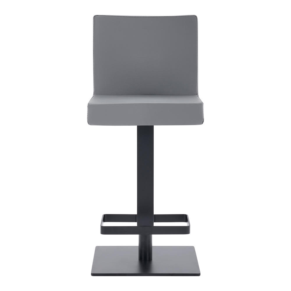 Armen Living Legacy Contemporary Swivel Barstool in Matte Black Finish and Grey Faux Leather