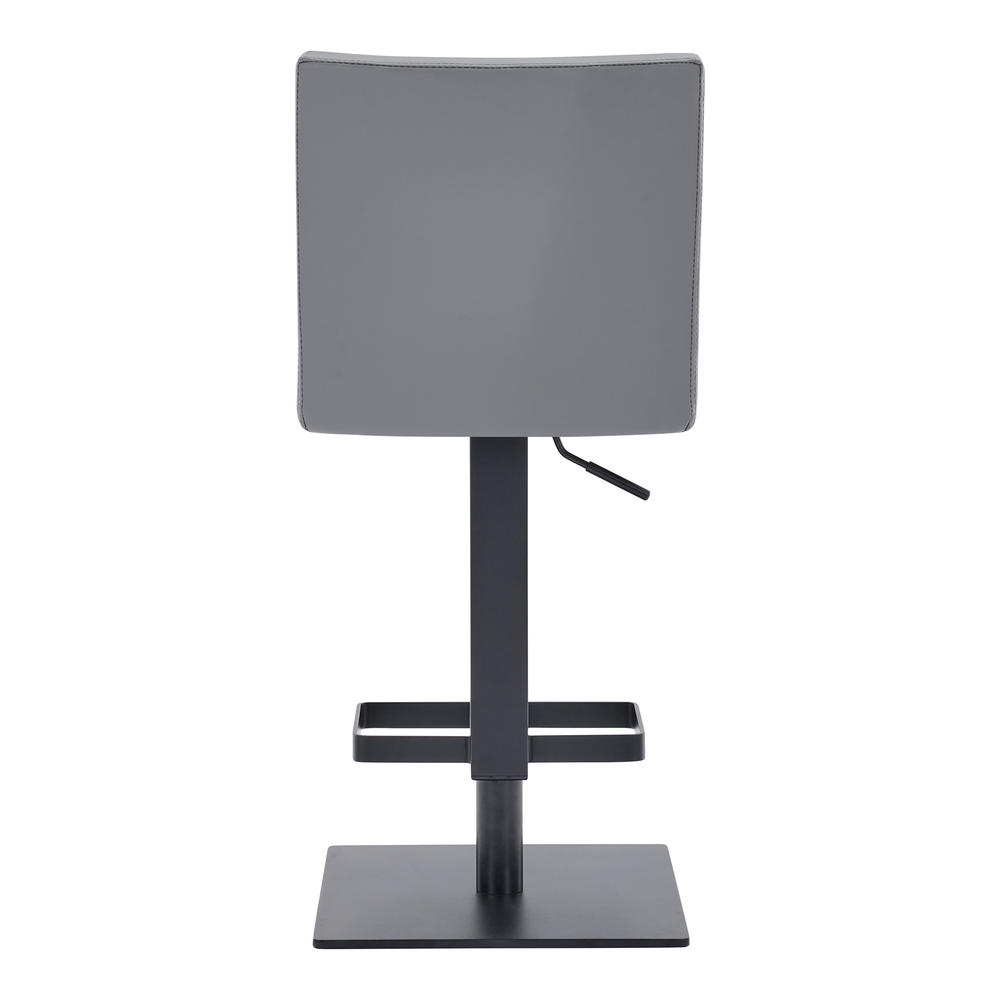 Armen Living Legacy Contemporary Swivel Barstool in Matte Black Finish and Grey Faux Leather
