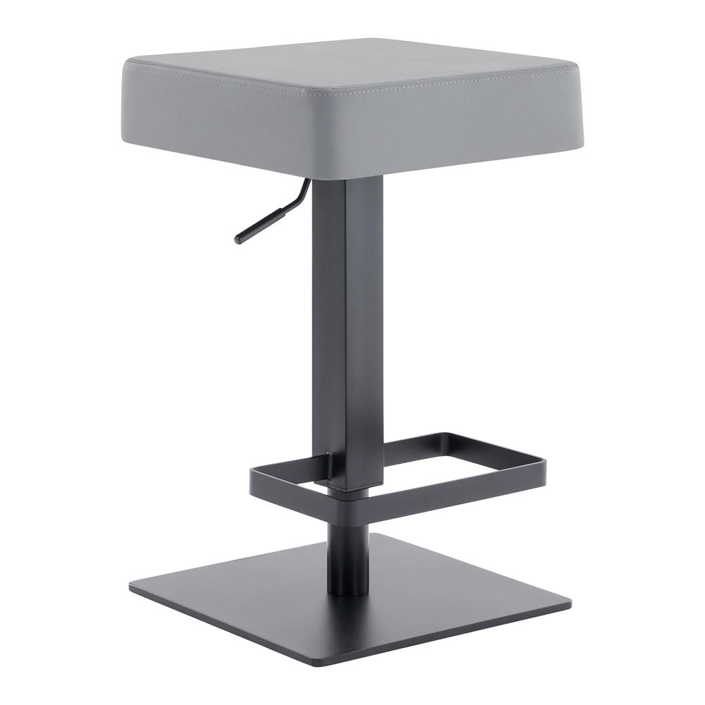 Armen Living Kaylee Contemporary Swivel Barstool in Matte Black Finish and Grey Faux Leather
