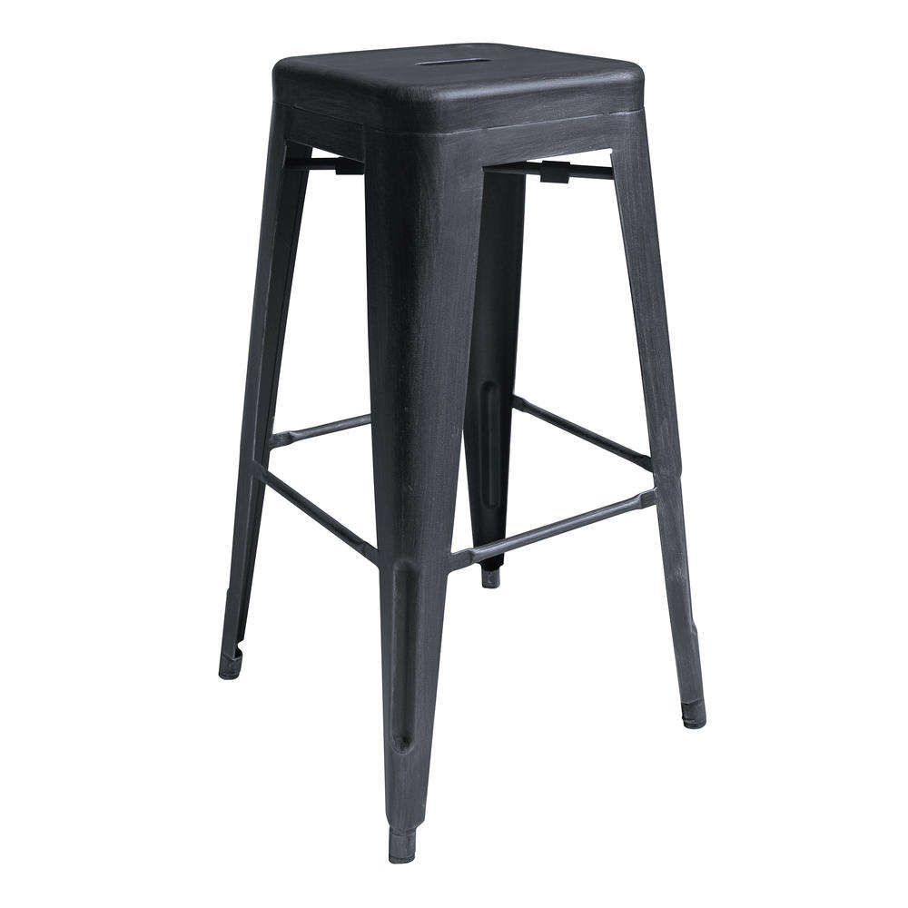 Armen Living Zed Industrial 30" Bar Height Backless Barstool in Industrial Grey