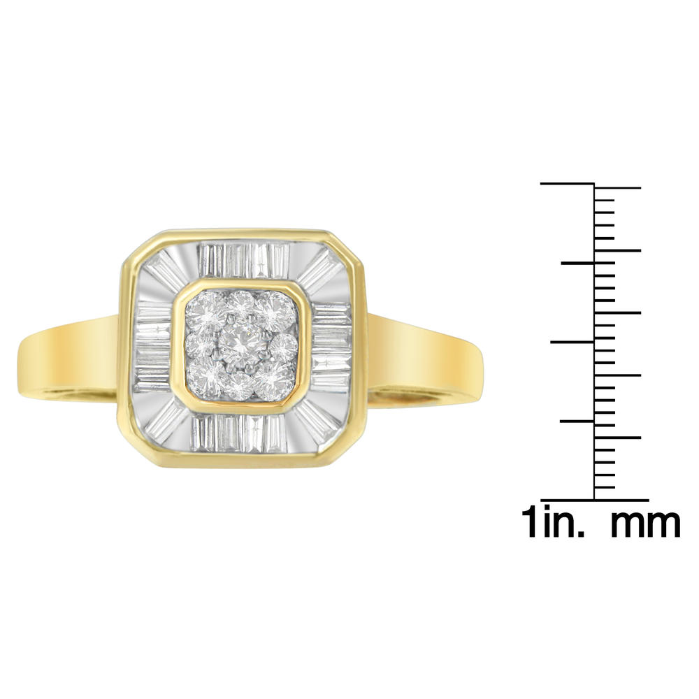 10K Yellow gold 0.5 CTTW Round and Baguette Cut Diamond Ring(I-J, SI2-I1)