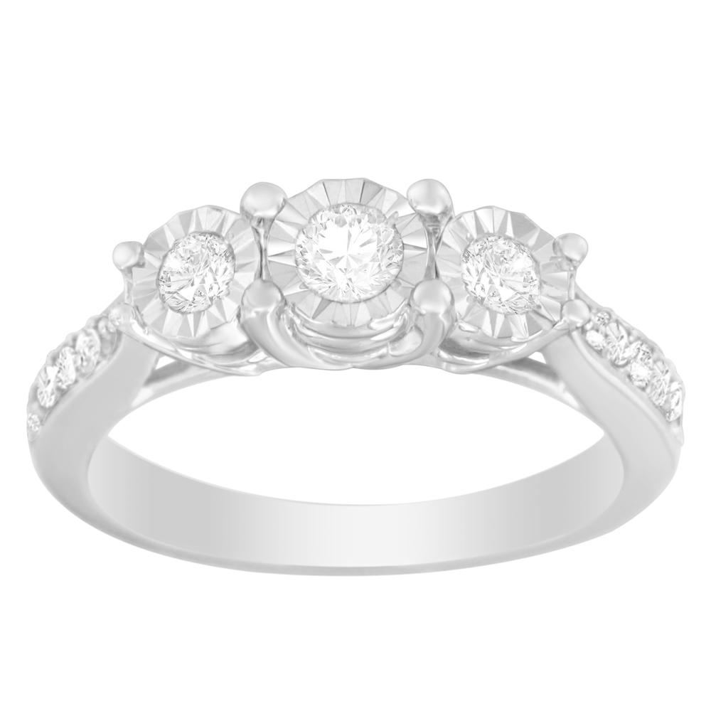 10k White Gold 1/2ct TDW Prong Set Princess Cut Diamond Ring (I2-I3, J-K)