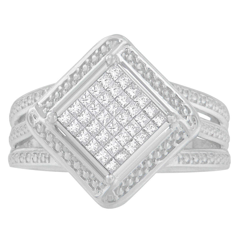 Sterling Silver 0.40 ct TDW Princess-Cut Diamond Ring (H-I,SI1-SI2)