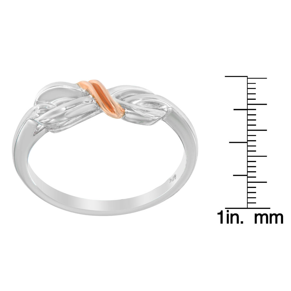 Sterling Silver Over Pink Gold Rhodium Fashion Ring.