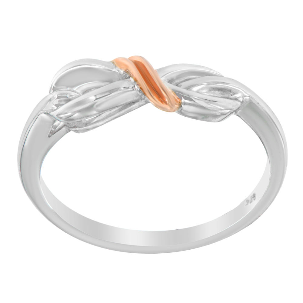 Sterling Silver Over Pink Gold Rhodium Fashion Ring.