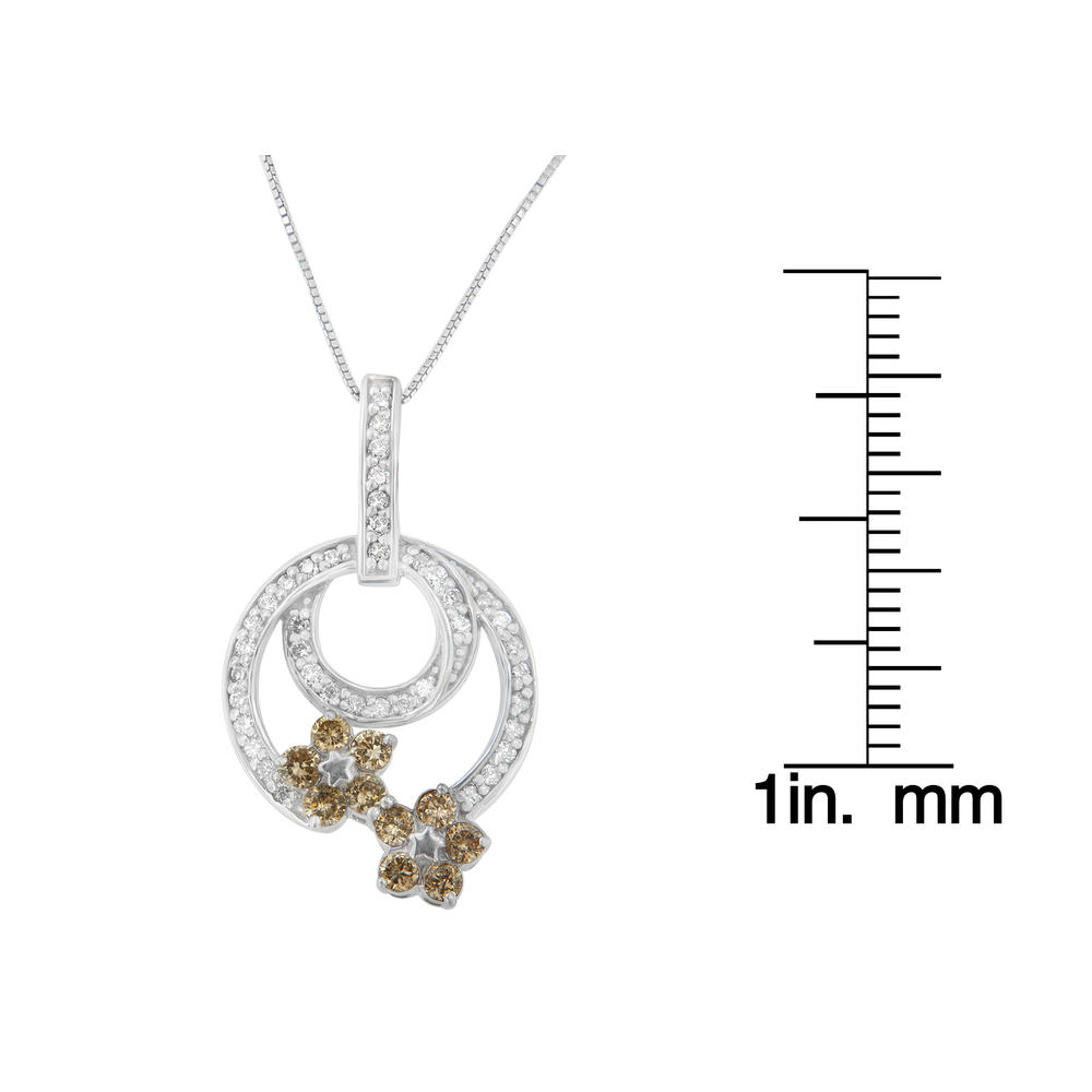 Sterling Silver 1 CTTW Round Cut Diamond Floral Garden Pendant Necklace (H-I, I1-I2)