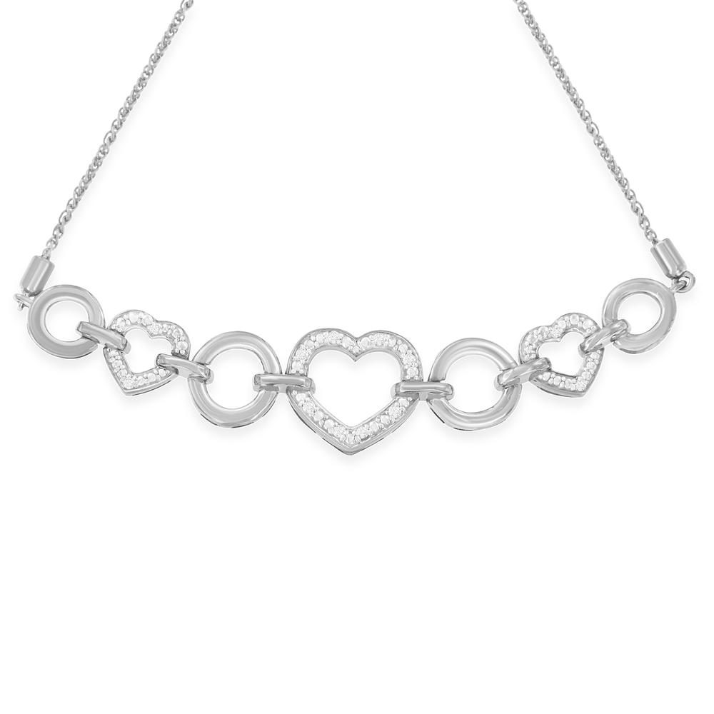 Sterling Silver 0.1ct TDW Diamond Heart-Link Bolo Bracelet(H-I,I2-I3)