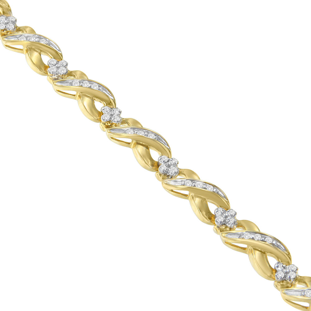 10K Yellow Gold 1 CTTW Round Cut Diamond Infinite Love Bracelet (I-J, I2-I3)