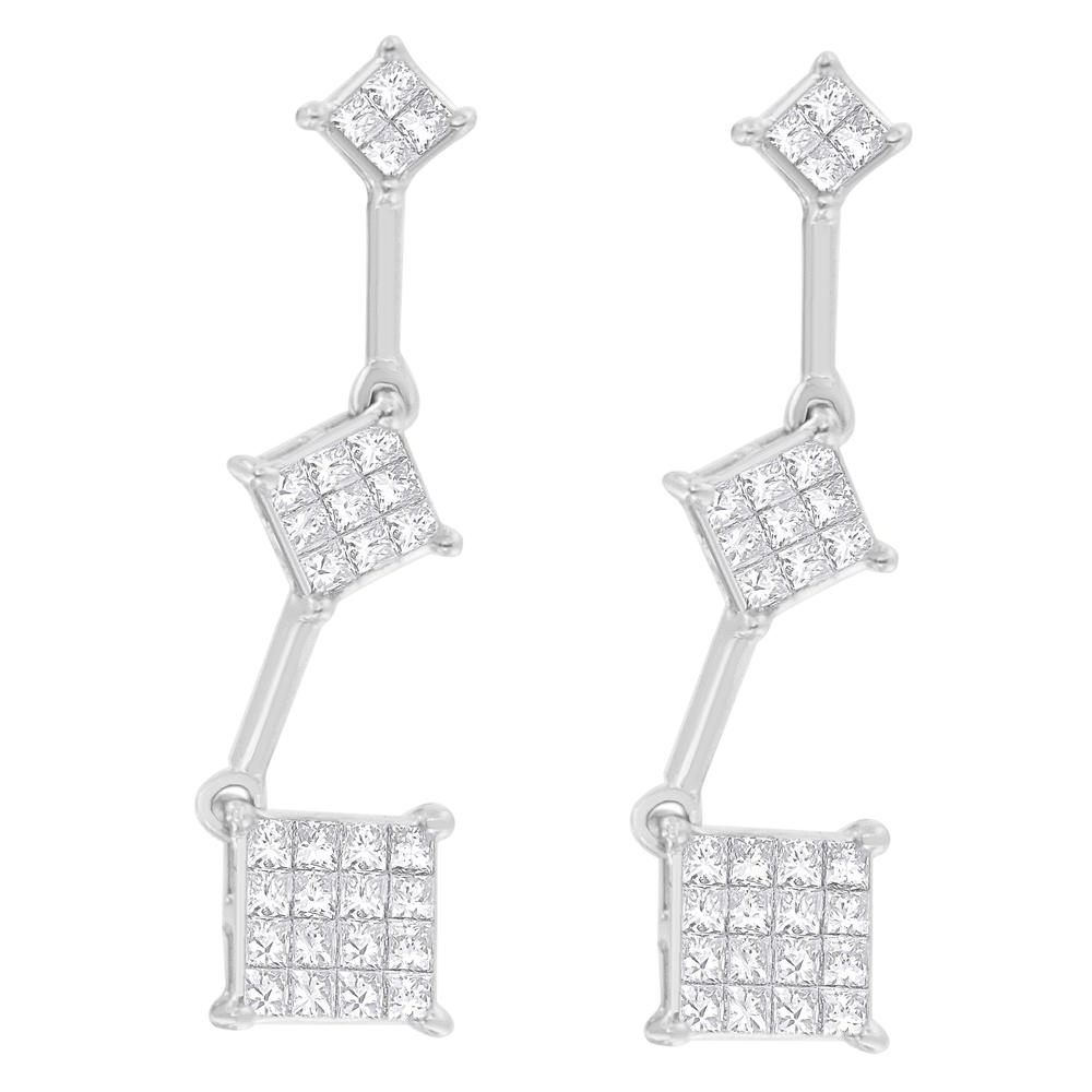 14K White Gold 1ct. TDW Princess-cut Diamond Earrings (G-H,VS1-VS2)