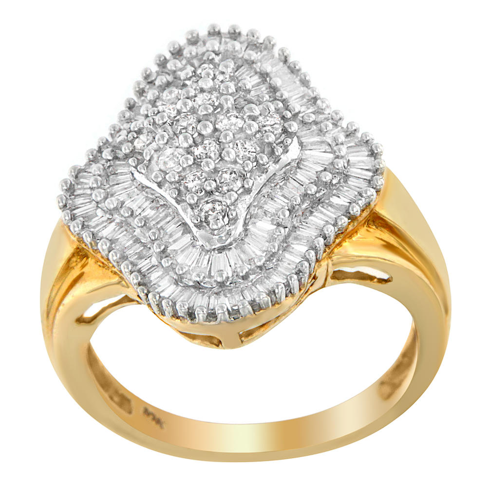 10K Yellow Gold 1ct. TDW Round And Baguette-cut Diamond Ring (I-J,I1-I2)