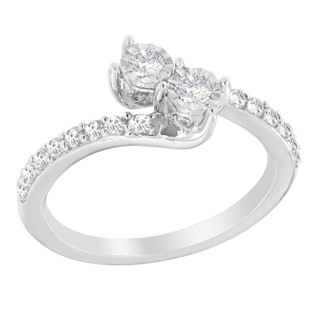 10K White Gold 1/2ct. TDW Two-Stone Diamond Ring (H-I,I1-I2)