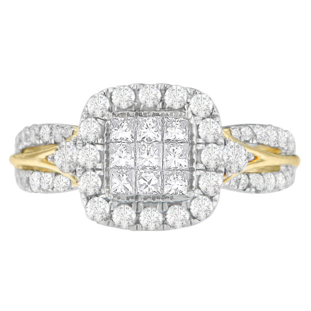 10K Yellow Gold 1ct. TDW Princess-cut Composite Diamond Engagement Ring (H-I ,SI1-SI2)