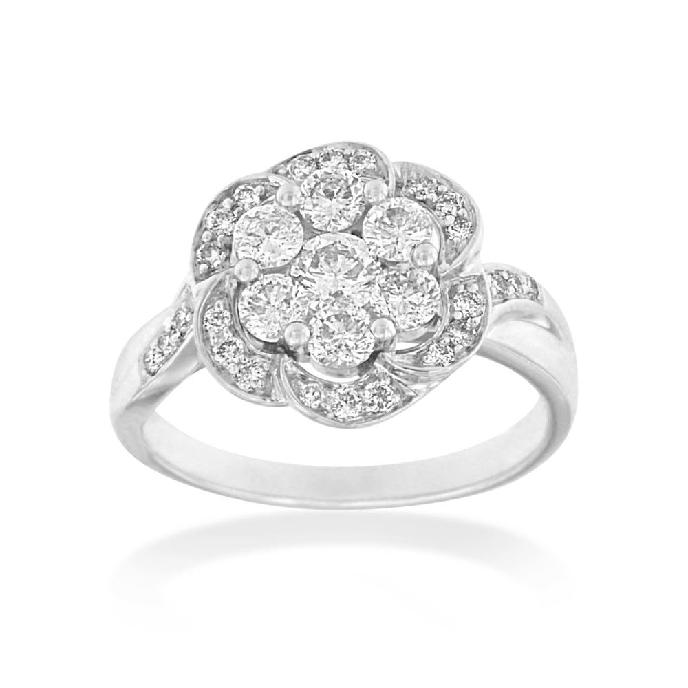 14k White Gold 1 CTTW Floral Vintage Diamond Ring (H-I, I1-I2)