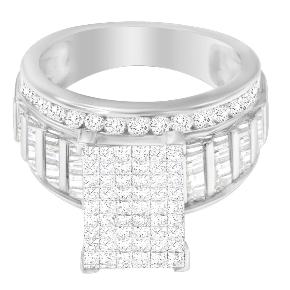 14K White Gold 2ct. TDW Round , Baguette and Princess-cut Diamond Ring (H-I,SI2-I1)