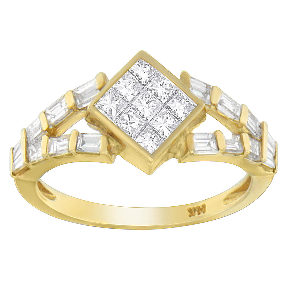 14K Yellow Gold 1 3/8 CTTW Princess and Baguette-cut Diamond Ring (G-H, VS2-SI1)