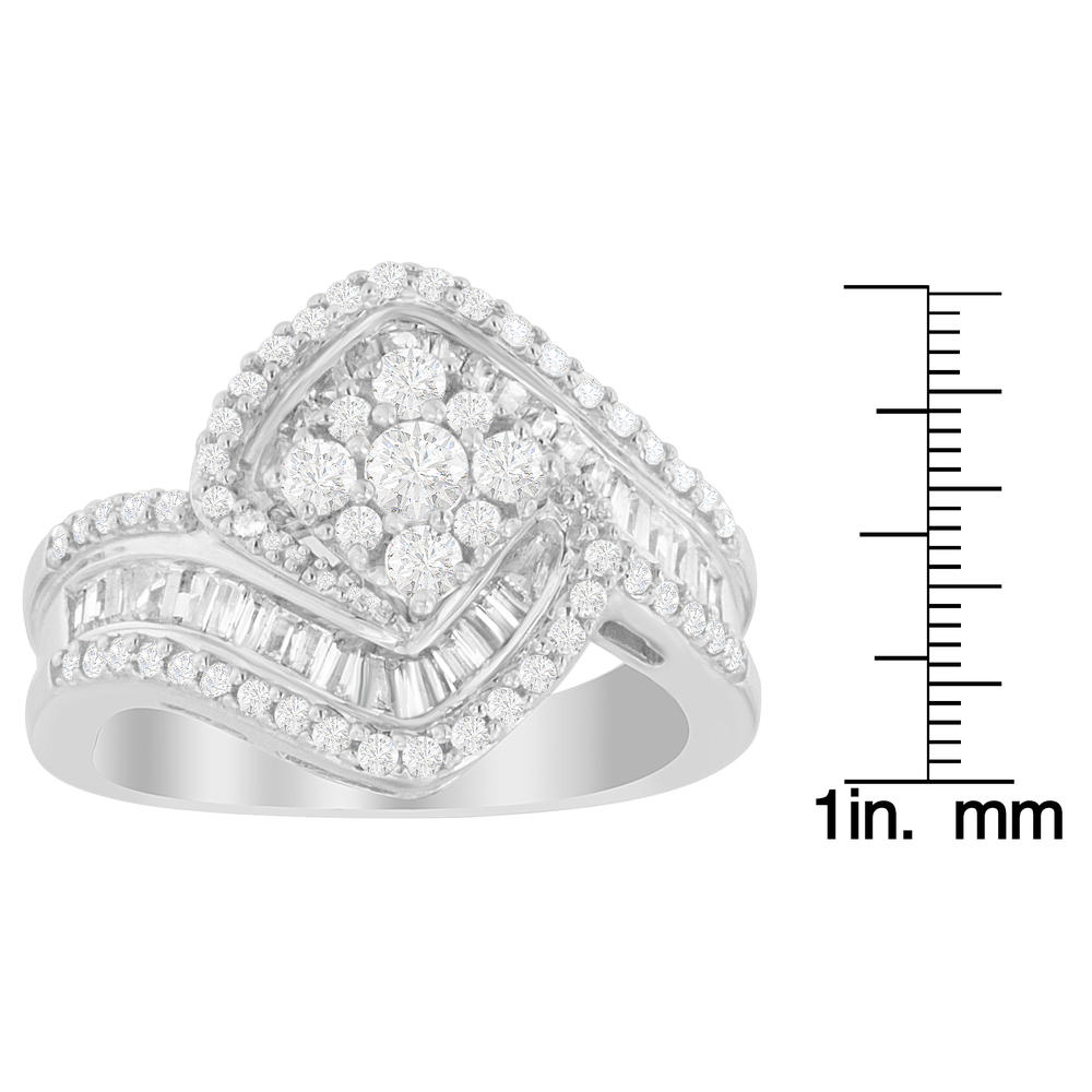 14K White Gold 1ct. TDW Round and Baguette-cut Diamond Ring (H-I,SI2-I1)