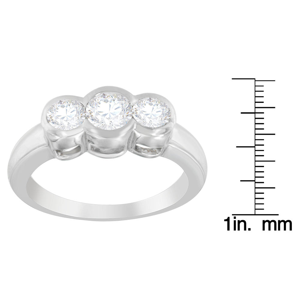 14K White Gold Bezel Set 3-stone Diamond Ring (1.00 cttw, G-H Color, SI2-I1 Clarity)