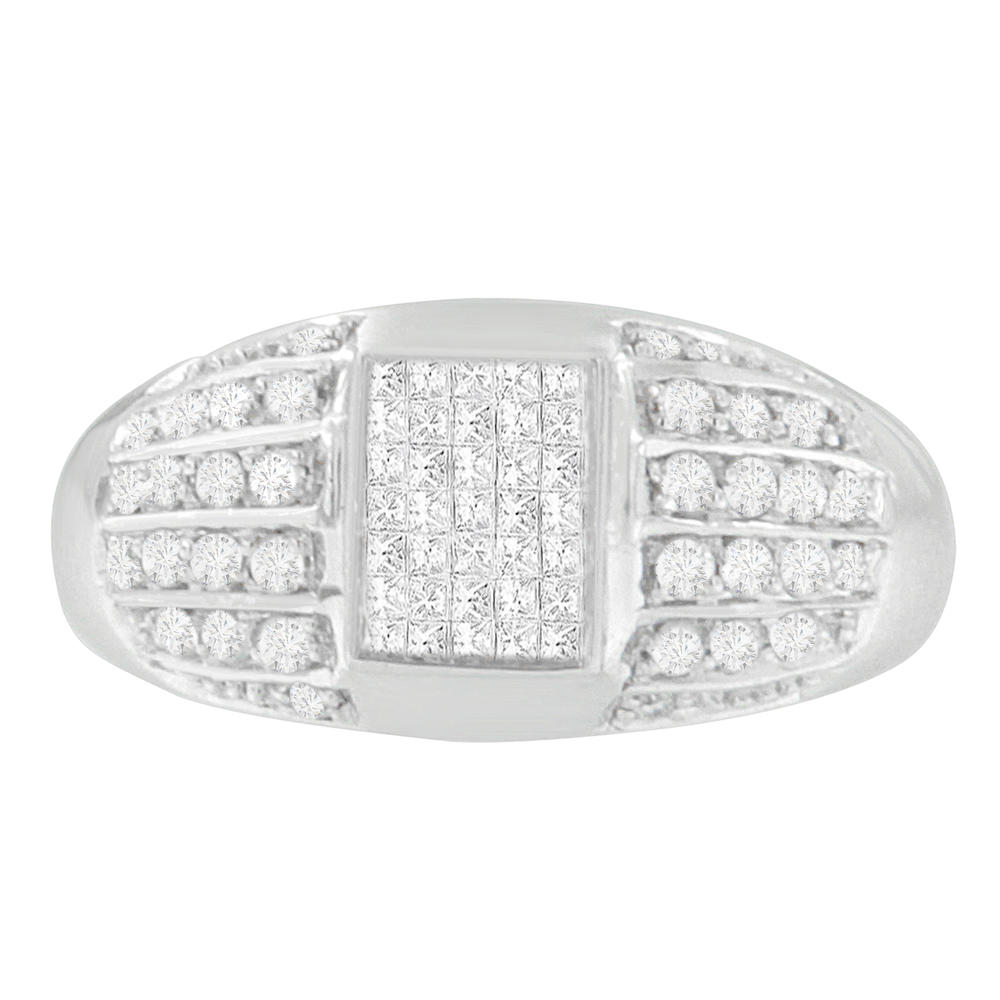 14K White Gold 3/4 CTTW Round and Princess-cut Diamond Ring (G-H, SI2-I1)