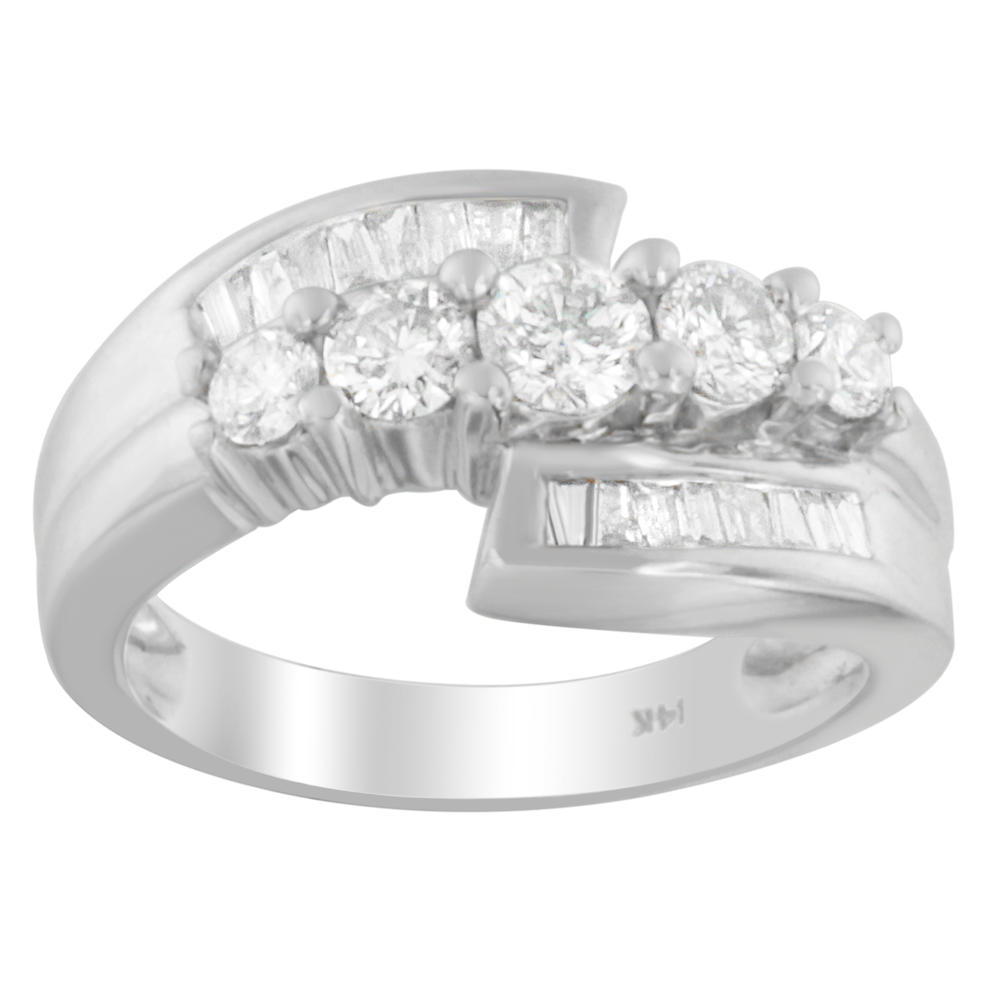 14K White Gold 1 CTTW Round and Baguette-cut Diamond Ring (G-H, I1-I2)
