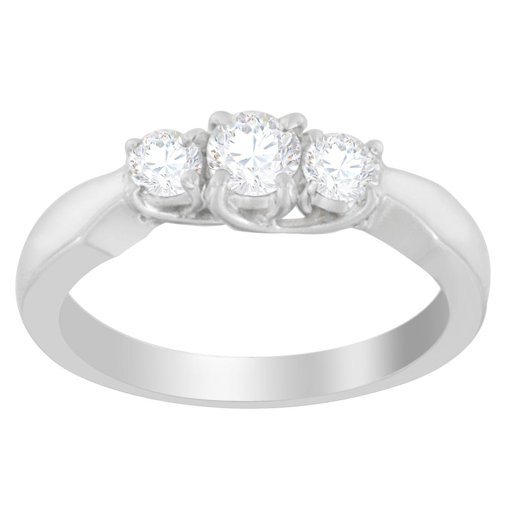 14K White Gold 1/2ct. TDW Three-Stone Diamond Ring (G-H, SI1-SI2)