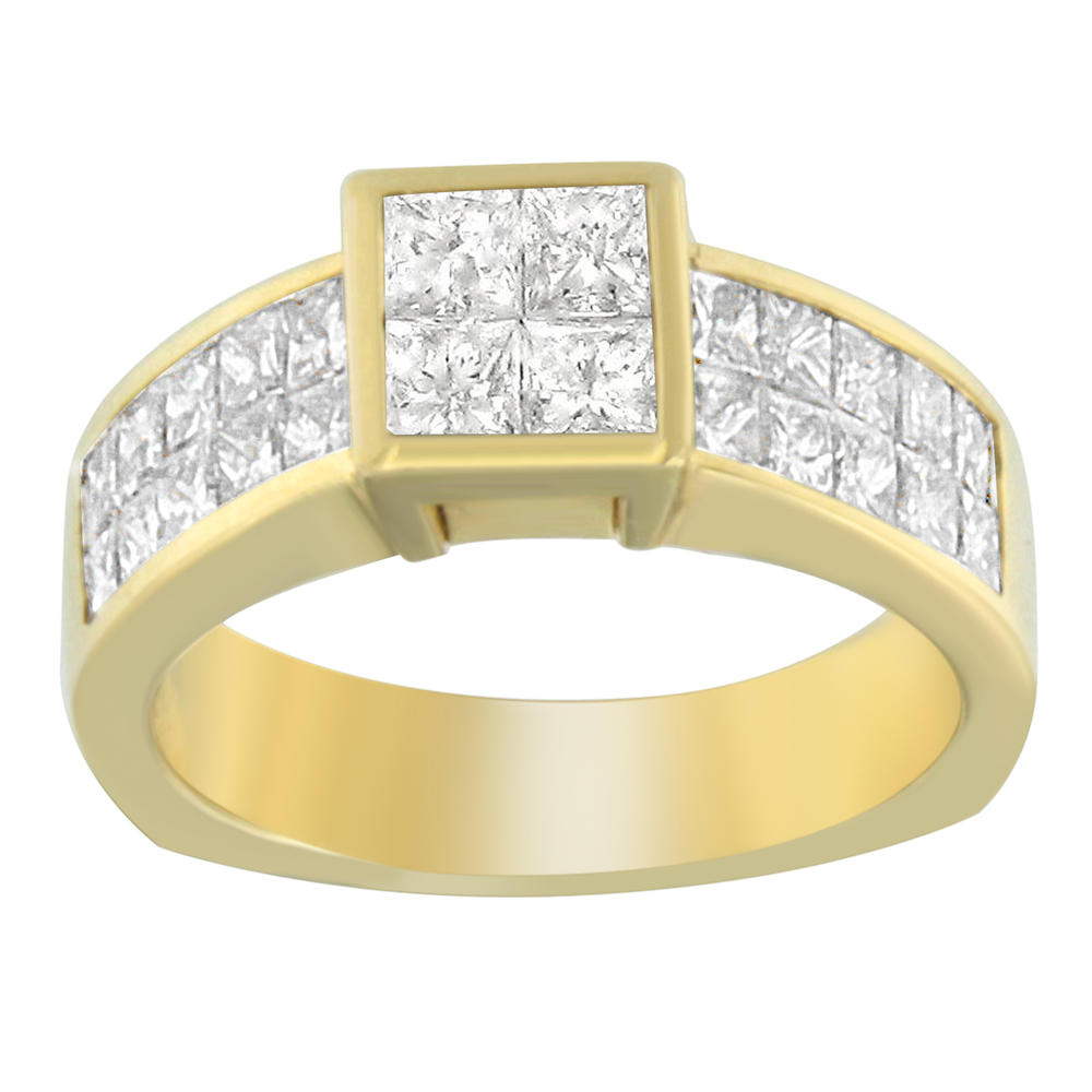 14k Yellow Gold 1 3/4 ct TDW Princess Diamond Cluster Ring (G-H, VS2-SI1)