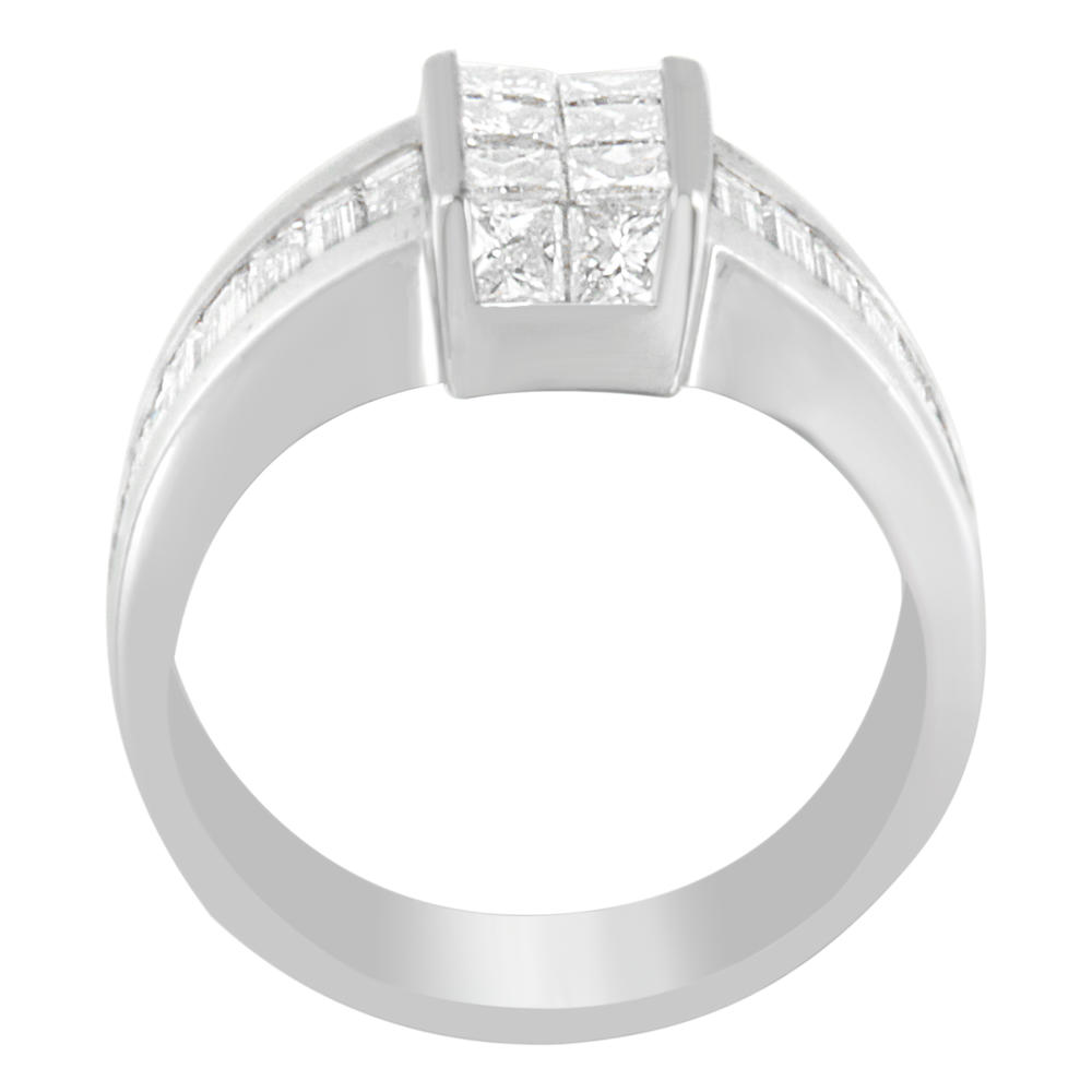 14K White Gold 2 3/4 ct. TDW Princess and Baguette-cut Diamond Ring (G-H, SI1-SI2)