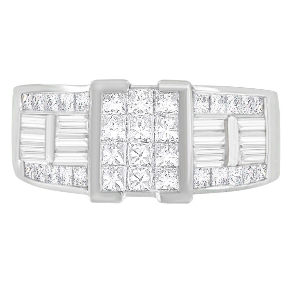 14K White Gold 2ct.TDW Princess and Baguette-cut Diamond Ring (G-H, VS1-VS2)