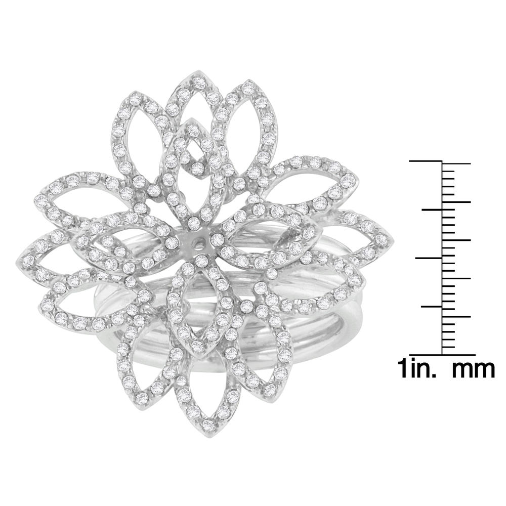 18k White Gold 1 CTTW Round Cut Diamond Flower Ring (H-I,SI1-SI2)