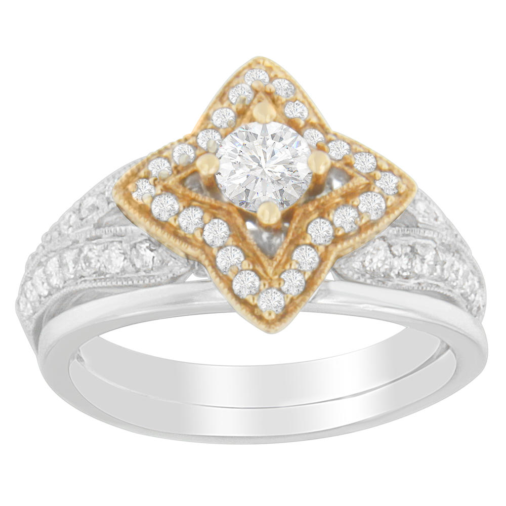 18K Two-Toned Gold 1 ct. TDW Round-Cut Diamond Ring (H-I,SI1-SI2)